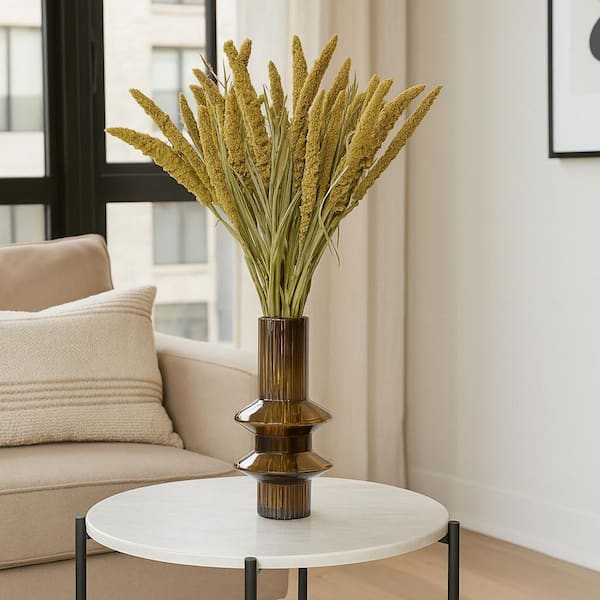 21 in. Brown Natural Indoor Non Artificial Dried Preserved Millet Mixed Flower-Pack of 4