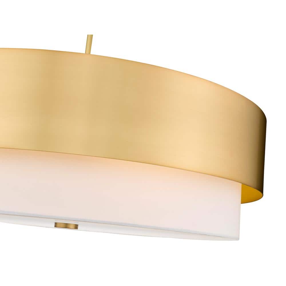 Modern Gold 32" Drum Chandelier with White Fabric Shade