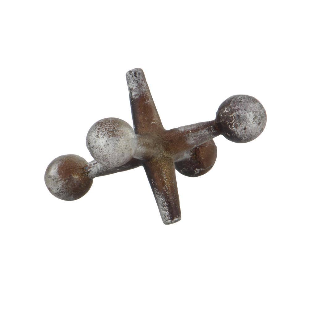 Set of 3 Silver Metal Jack Sculptures with Weathered Finish
