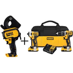 20V MAX Cordless Electrical Cable Cutting Tool, 20V Drill/Impact Combo Kit, (2) 20V 2.0Ah Batteries, and Charger