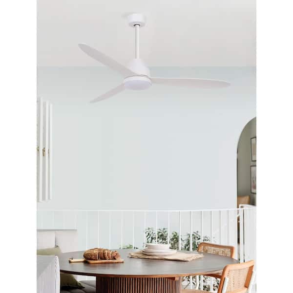 Whitehaven 56 in. Outdoor/Indoor White Smart WiFi Controlled 3blade DC Ceiling Fan with Remote Control and Light Kit