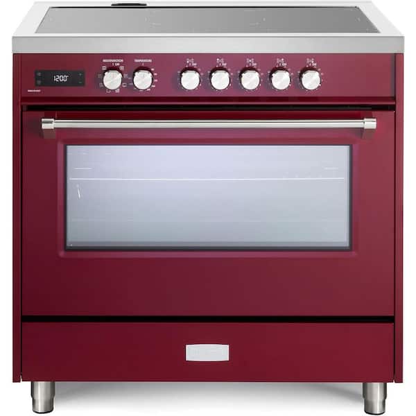 Ultima Collection Series 36 in. Freestanding Single Oven Induction Range in Burgundy