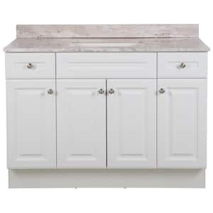 Glensford 49 in. W x 22 in. D x 38 in. H Single Sink  Bath Vanity in White with Winter Mist Cultured Marble Top