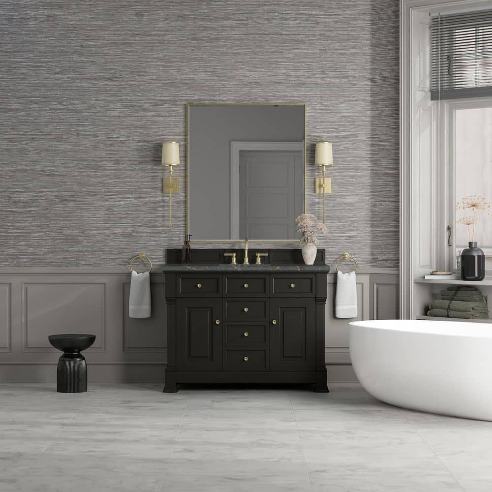 Brookfield 48.0 in. Single Bath Vanity in Black Onyx with Wireless Charging Parisien Bleu Quartz Top price history on PriceWatchPro