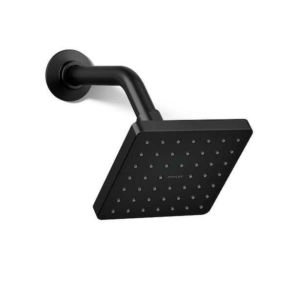 KOHLER Parallel 1-Spray Patterns 1.75 GPM 5 in. Wall Mount Fixed Shower Head in Matte Black