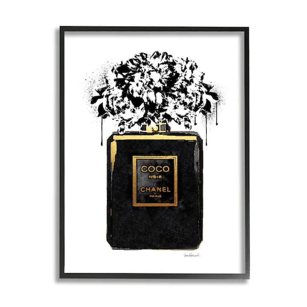 Stupell Industries Spray Paint Flowers in Black Fashion Fragrance Bottle  by Amanda Greenwood Framed Nature Wall Art Print 11 in. x 14 in.  ad-613_fr_11x14 - The Home Depot