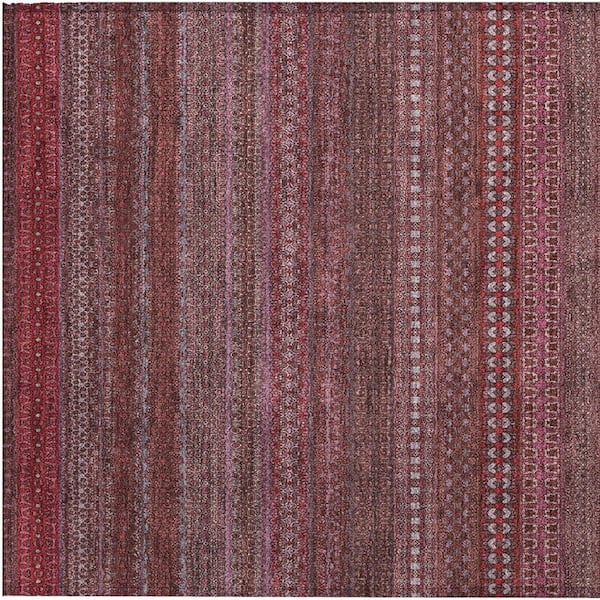 Merlot 2 ft. x 3 ft. Woven Striped Polyester Rectangle Indoor/Outdoor Area Rug
