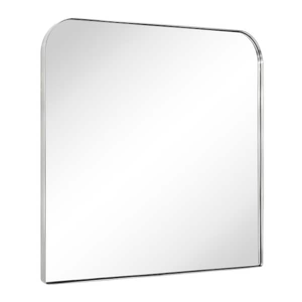 TEHOME Decole 34 in. W x 30 in. H Rectangular Stainless Steel Framed Wall Mounted Bathroom Vanity Mirror in Brushed Nickel