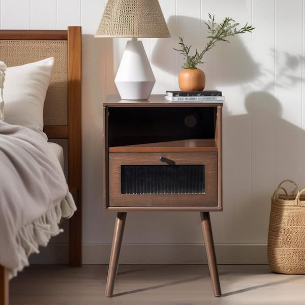 Karl home Brown 1 Drawer 15. 75 in. Wide Nightstand