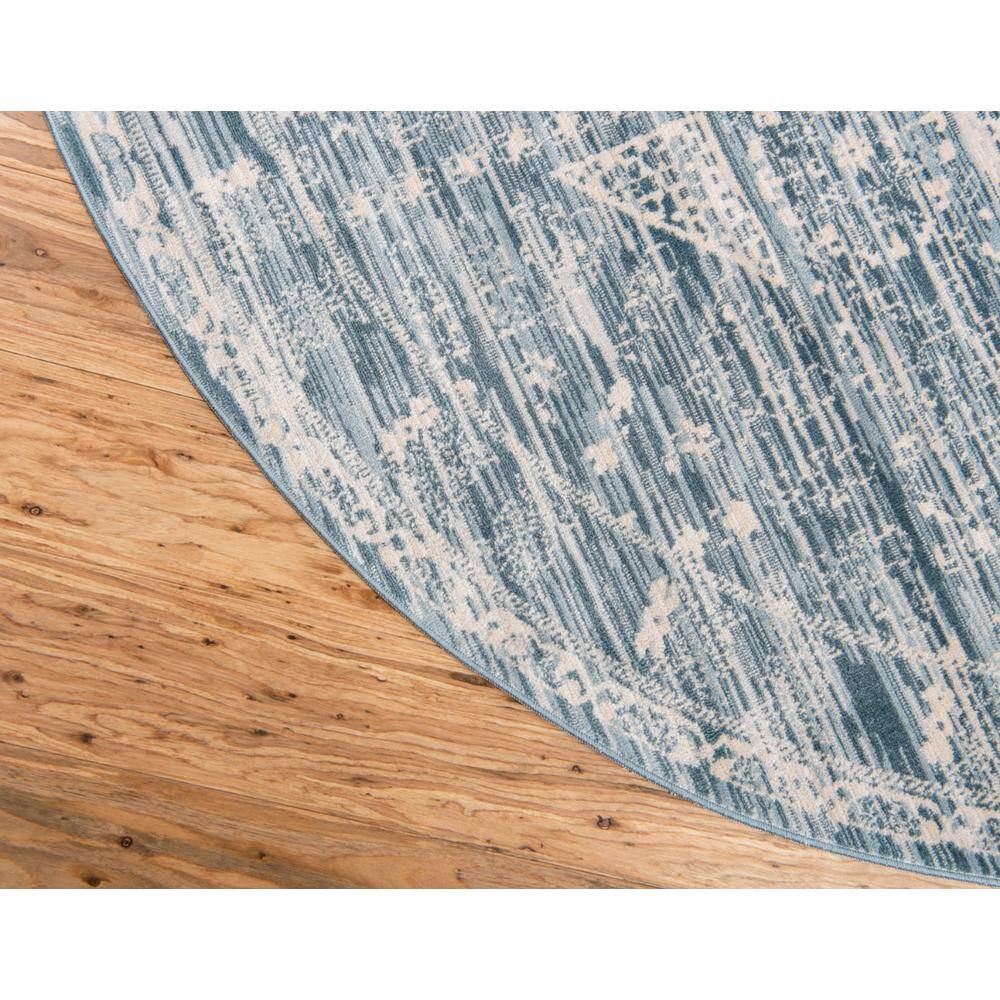 Serene Cascade Handmade Round Blue Floral Synthetic Rug