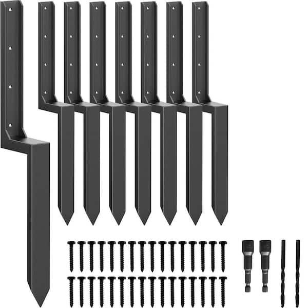 Heavy-Duty Black 11-Gauge Steel Fence Post Anchor Repair Kit for 4 x 4 and 6 x 6 Wood Posts (8-Pack)