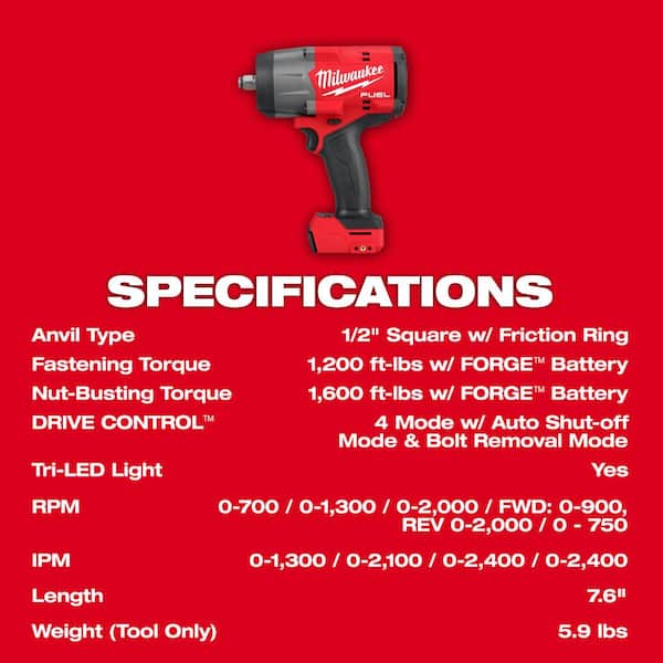 Milwaukee - M18 FUEL 18V Lithium-Ion Brushless Cordless 1/2 in. Impact Wrench with Friction Ring w/XC 5.0 Ah Battery