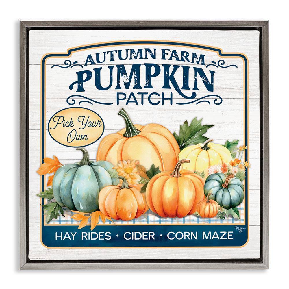Autumn Farm Pumpkin Patch by Martin Podt Gray Floater Frame Graphic Typography Art Print 25 in. x 25 in. price history on PriceWatchPro