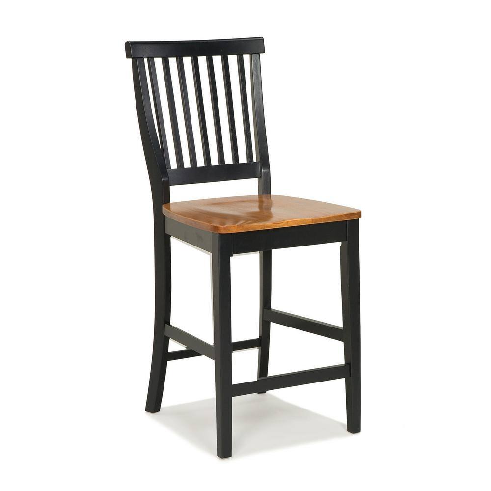 Black and Oak Wood Kitchen Island Set with Stools
