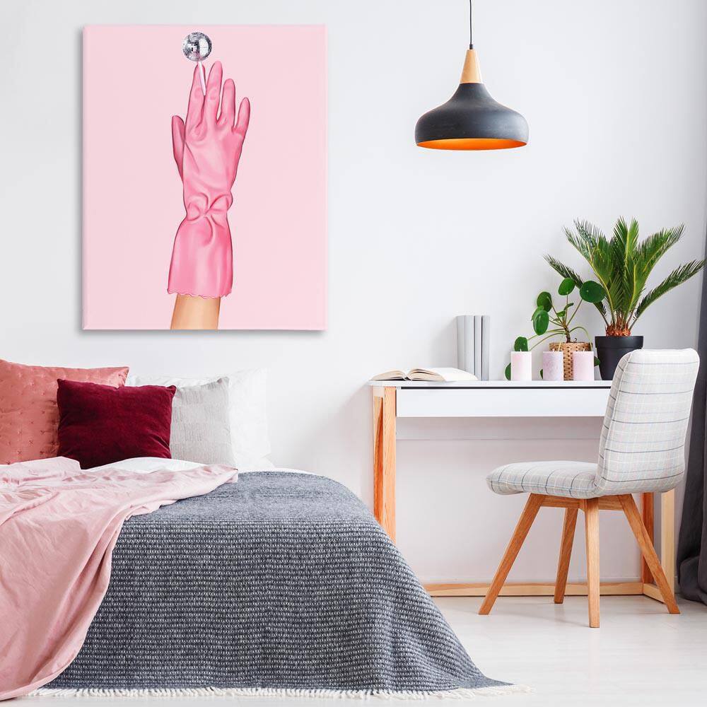 Pink Glove and Disco Ball by Ziwei Li Unframed Abstract Graphic Art Print 48 in. x 36 in. price history on PriceWatchPro