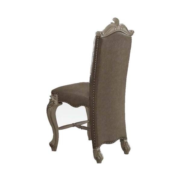 Acme Furniture Versailles Bone White Polyurethane with Button Tufted Counter Height Chair (Set of 2)