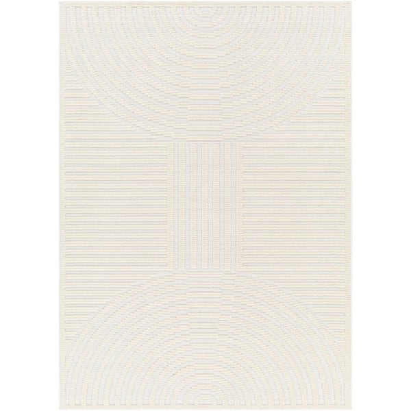 Livabliss Lyna Cream Geometric 8 ft. x 10 ft. Machine-Washable Indoor Area Rug