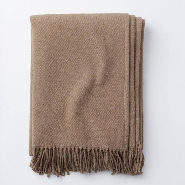 The Company Store Lambswool Solid Oatmeal Woven Throw Blanket