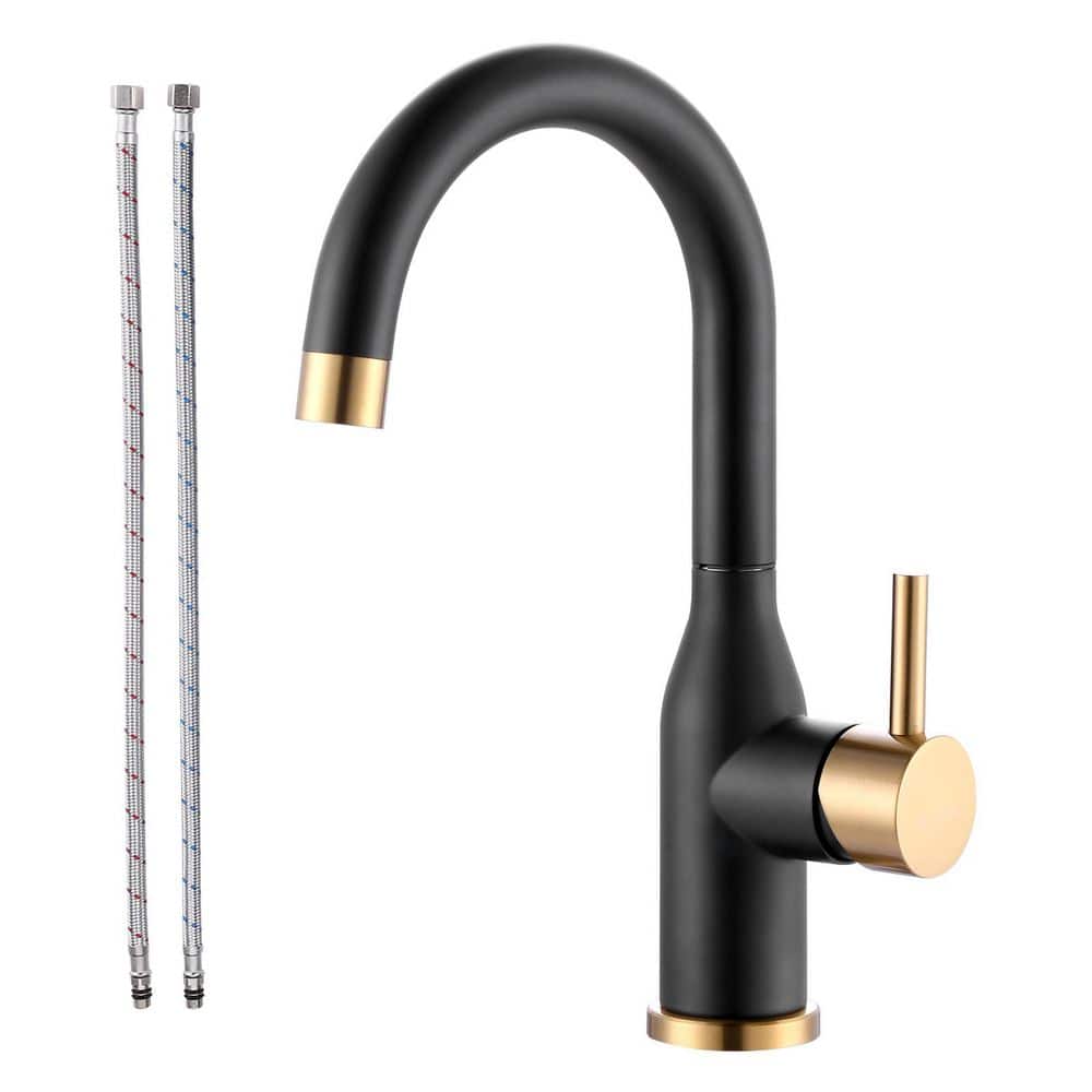 Stainless Steel 1-Hole Single Handle Bar Faucet with Supply Lines in Black and Gold price history on PriceWatchPro