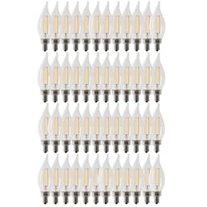 40-Watt Equivalent BA10 E12 Candelabra Dimmable Filament CEC Clear Glass Chandelier LED Light Bulb, Daylight (48-Pack)