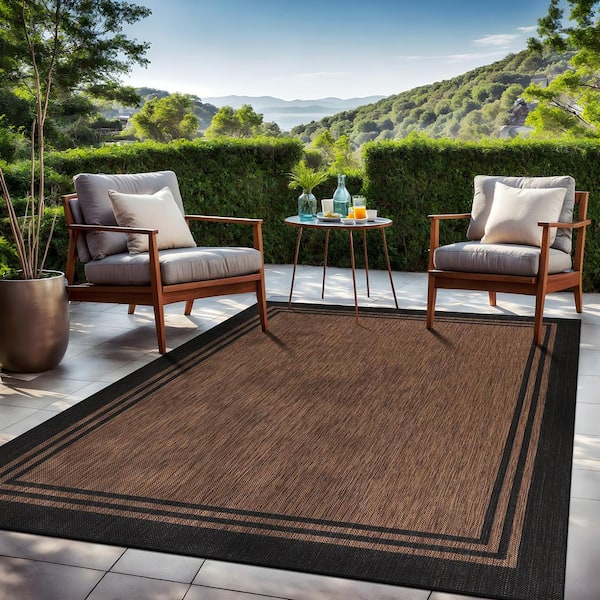 Beverly Rug 6 X 9 Gold Black Aloha Washable Bordered Indoor