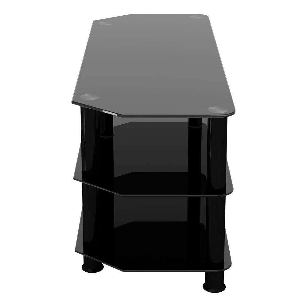 Modern Black Aluminum Corner TV Stand with Glass Shelves
