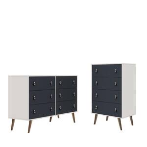 Amber White and Blue 6 Drawer Double Wide Dresser and 4 Drawer Tall Dresser (Set of 2)