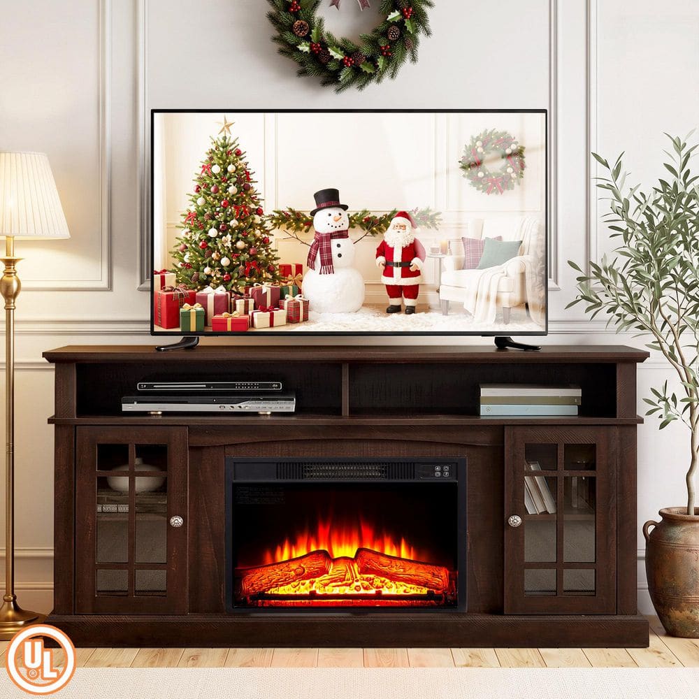 ToolCat 58.25 in. Freestanding Electric Fireplace TV Stand with 23