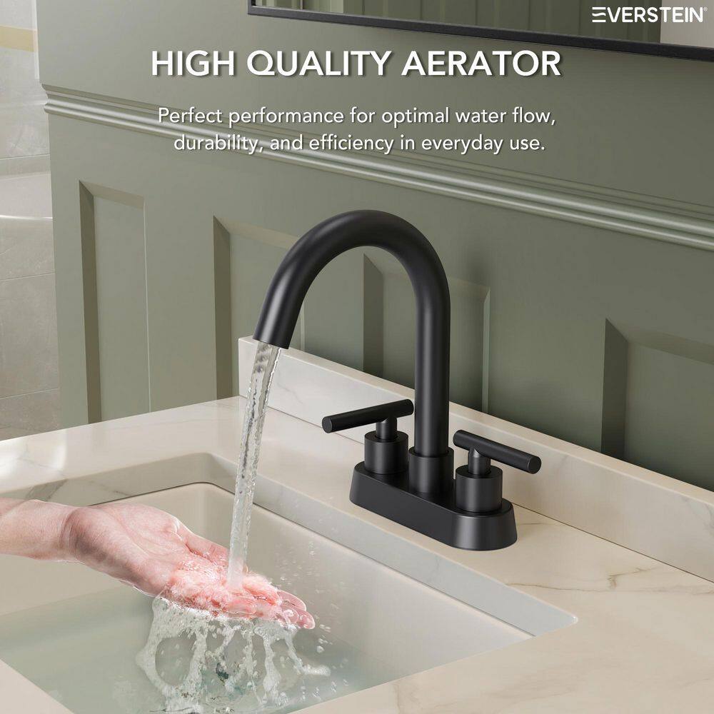Matte Black Stainless Steel 2-Handle Bathroom Faucet with Deck Plate