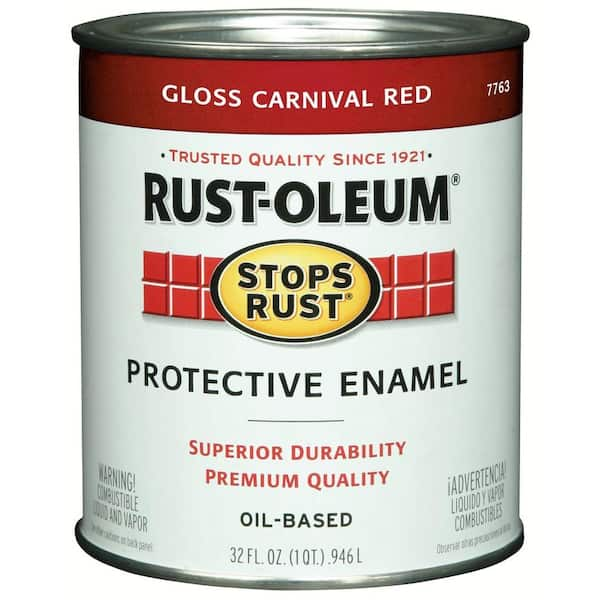 Rust-Oleum Stops Rust 1 Qt. Protective Enamel Gloss Carnival Red Interior/Exterior Paint (2-Pack)