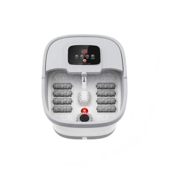 Upgraded Temperature Control Foldable, Pedicure Tub Foot Bath Spa in Gray, Shiatsu Rollers Bubble Light for Feet Relief