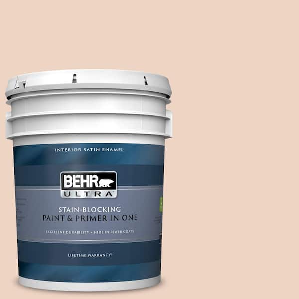 BEHR ULTRA 5 gal. #UL130-11 Iced Apricot Satin Enamel Interior Paint and Primer in One