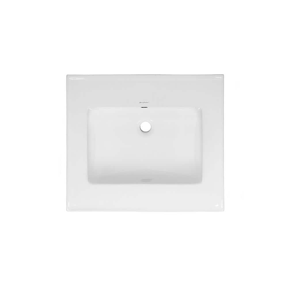 24" White Ceramic Vanity Top Sink Without Faucet Hole