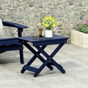 Classic Navy Blue Folding Wooden Outdoor Side Table