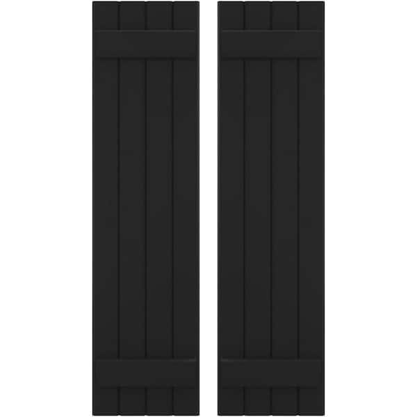 Ekena Millwork 14 in. W x 72 in. H Americraft 4-Board Exterior Real Wood Joined Board and Batten Shutters in Black