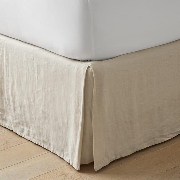 The Company Store Legends Hotel 14 in. Parchment Washed Linen King Bed Skirt