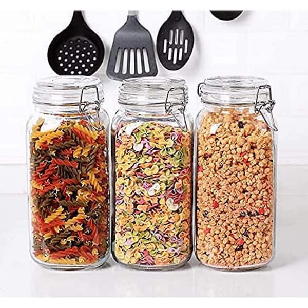 EkkoVla 78oz Glass Jars with Airtight Lids, Set of 3 Large Food