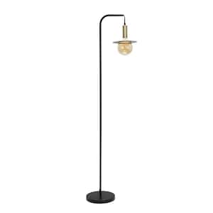 61 in. Black and Antique Brass Oslo Floor Lamp