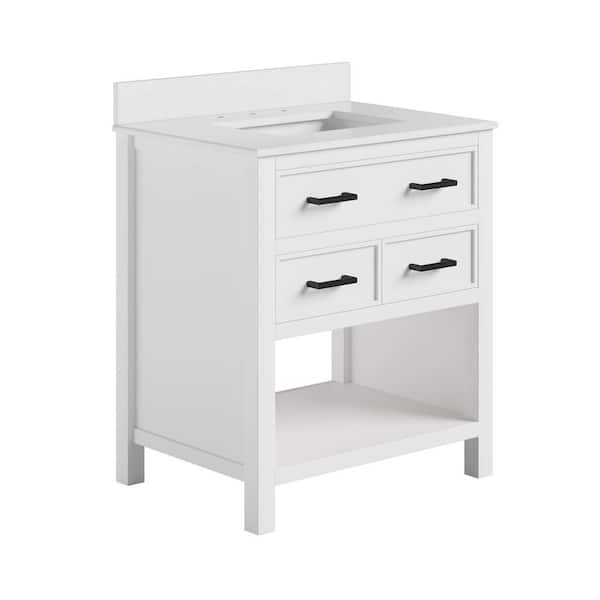 DHP Nevada 30" Bathroom Vanity, White with Black Handles