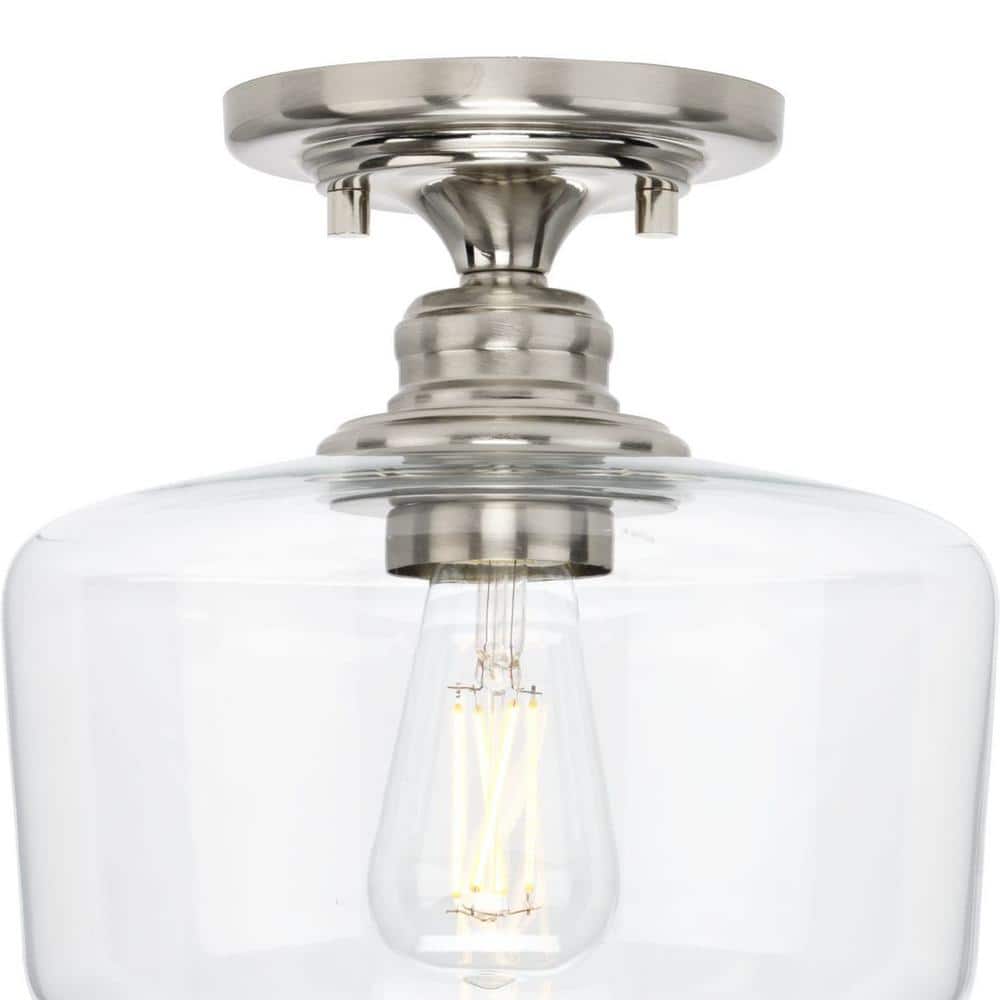 Aiken Brushed Nickel 9" Flush Mount with Clear Glass Shade