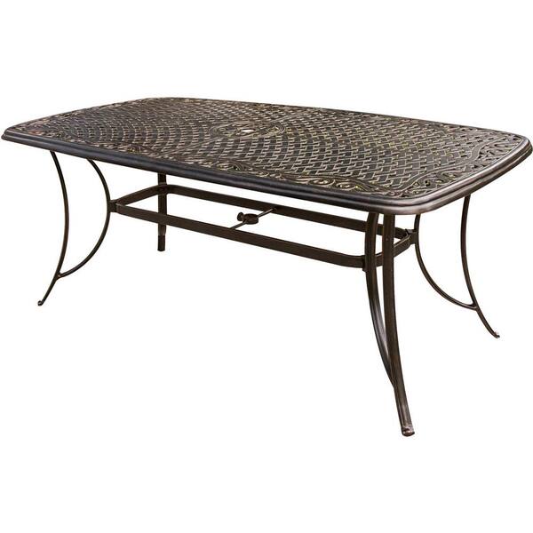 Hanover Manor 7 Piece Aluminum Rectangular Outdoor Dining Set with Cast Top Dining Table and 6 PCV Sling Swivel Chairs MANDN7PCSW 6 The Home Depot