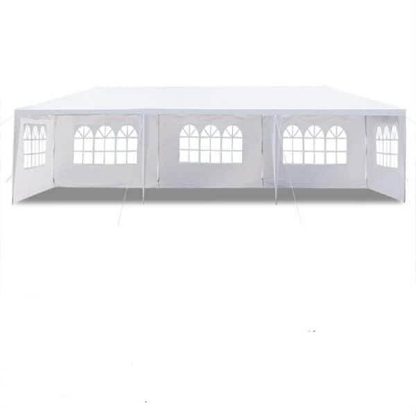10 ft. x 30 ft. Outdoor Party Tent with 5 Sidewalls, Waterproof Canopy Patio Wedding Gazebo, White
