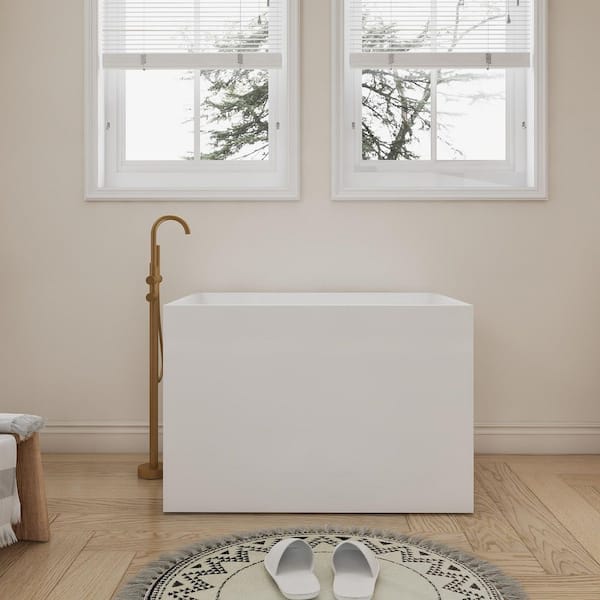 35.4 in. x 27.5 in. Acrylic Flatbottom Freestanding Bathtub Soaking Bathtub in White