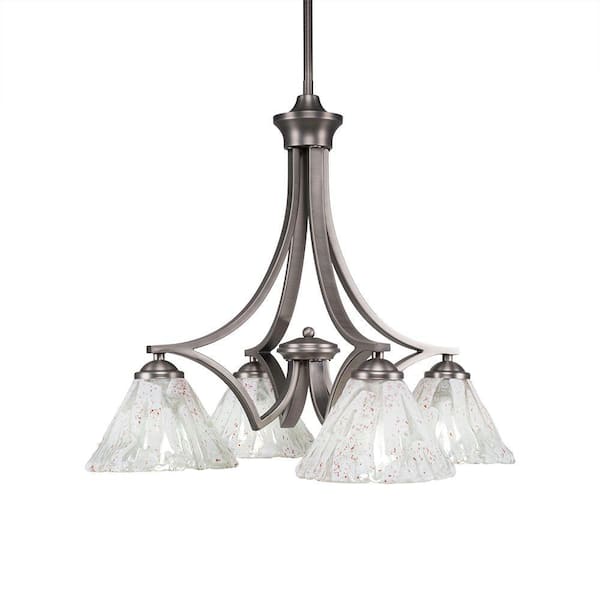 Unbranded Clevelend 4-Light Graphite Chandelier, Round Chandelier with 7 in. Italian Ice Glass Shades, No bulbs included