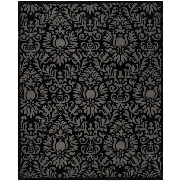 Total Performance 9 ft. x 12 ft. Black Floral Ornate Area Rug