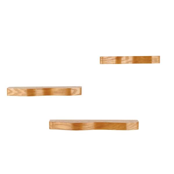 24 in. W x 6 in. D Brown Handmade Wood Decorative Wall Shelf with Various Sizes (Set of 3)