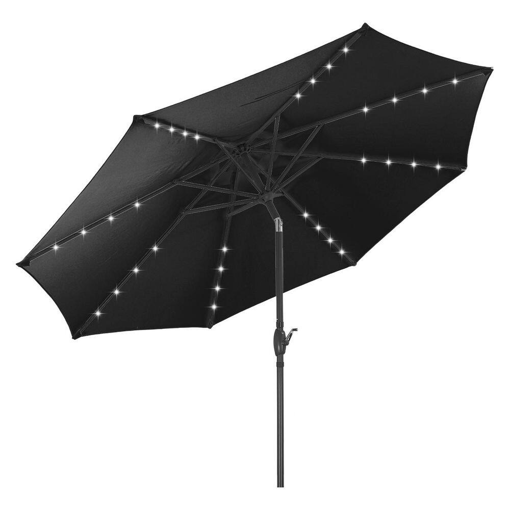 10 ft. Steel Market Solar LED Tilt Patio Umbrella in Black with Crank price history on PriceWatchPro