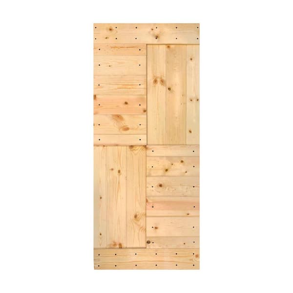 ISLIFE S Series 36 in. x 84 in. Unfiniahed DIY Solid Wood Sliding Barn Door Slab - Hardware Kit Not Included