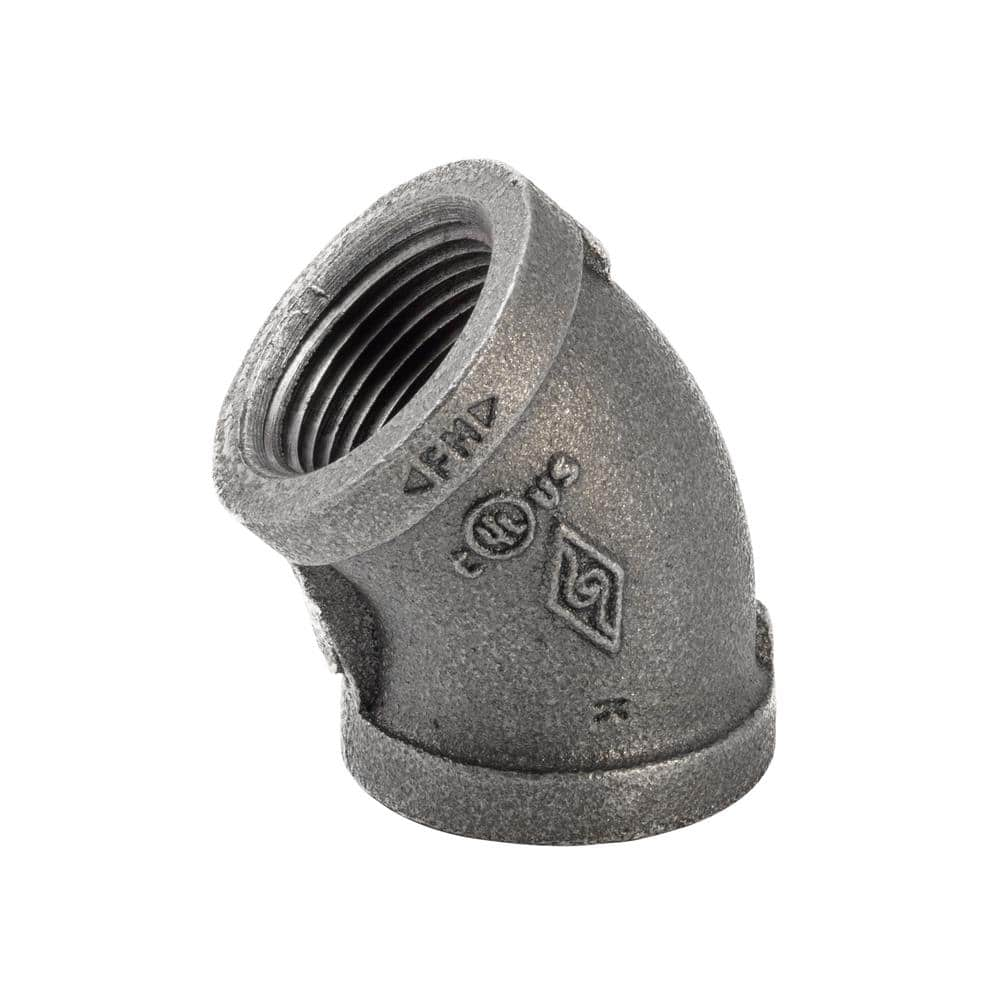 UPC 032888406308 product image for 1 in. Black Malleable Iron 45 Degree FPT x FPT Elbow Fitting | upcitemdb.com