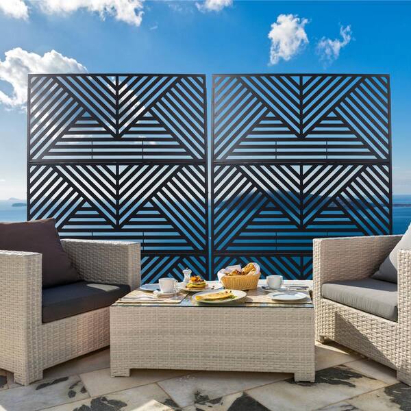 Unbranded - Black 76 in. Steel Garden Fence Outdoor Privacy Screen Decorative Privacy Fence Panels for Patio Lawn Garden Balcony